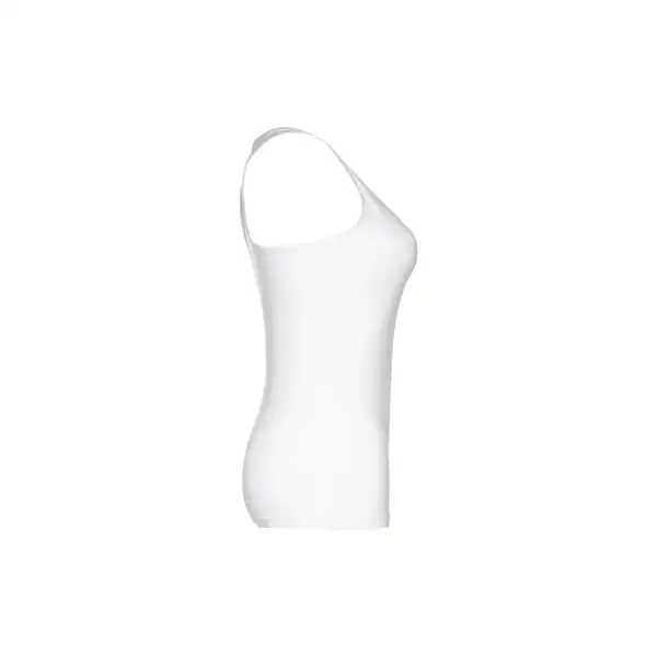 Ärmelloses Damen-T-Shirt aus Baumwolle. Farbe Weiß – Ansicht 4