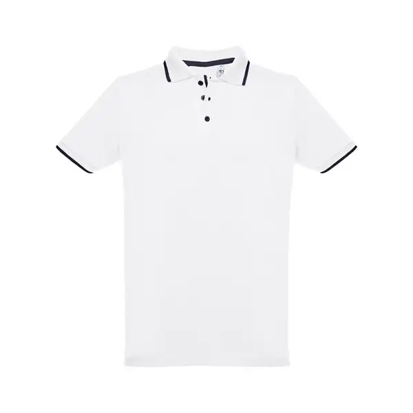 Zweifarbiges Baumwoll-Poloshirt für Männer. Weiße Farbe – Ansicht 1