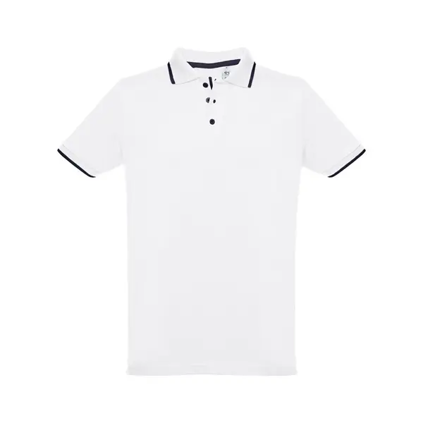 Zweifarbiges Baumwoll-Poloshirt für Männer. Weiße Farbe