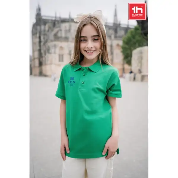 Kurzärmeliges Baumwoll-Poloshirt für Kinder (unisex) – Ansicht 28