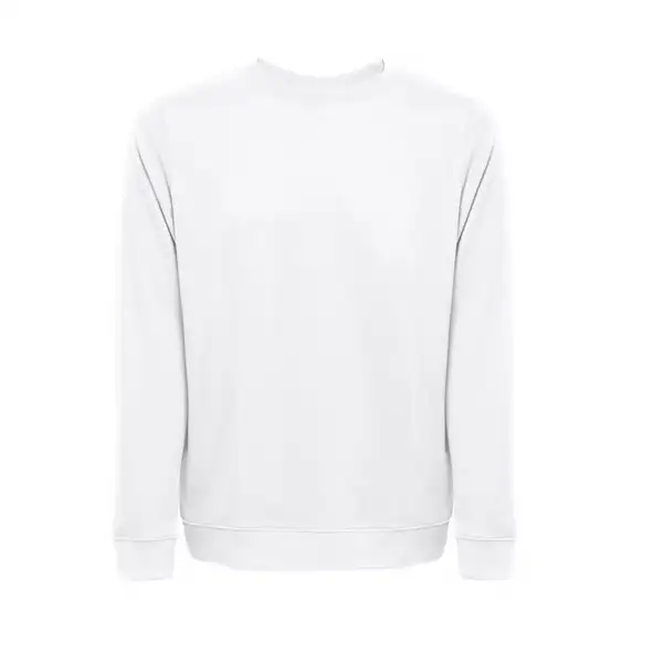Sweatshirt (unisex) aus italienischem Frottee ohne Krempel. Weiße Farbe – Ansicht 1