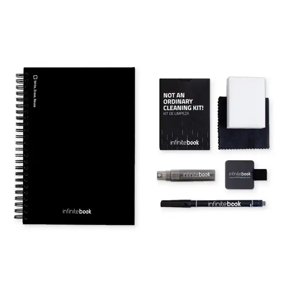 Kit bestehend aus einem "Infinitebook", Reinigungsset, Marker und Markerhalter – Ansicht 5