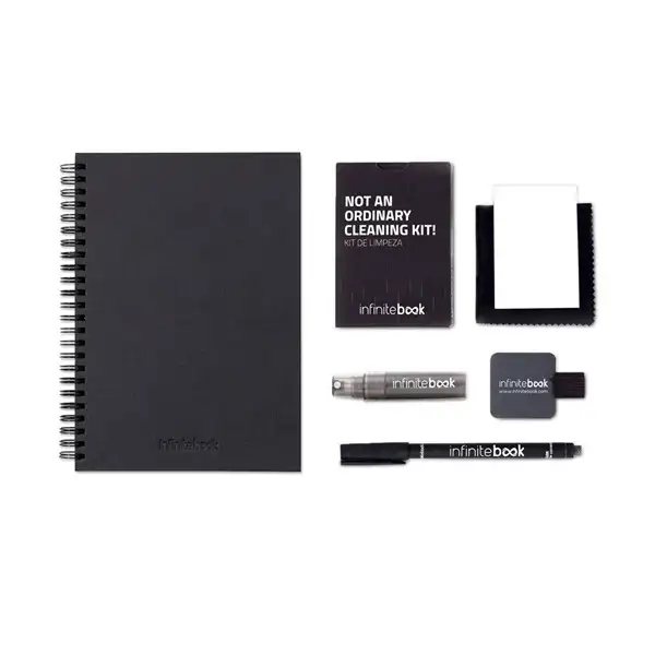 Set bestehend aus einem Infinitebook mit Hardcover, einem Reinigungsset, einem Marker und einem Halter für Kugelschreiber – Ansicht 4