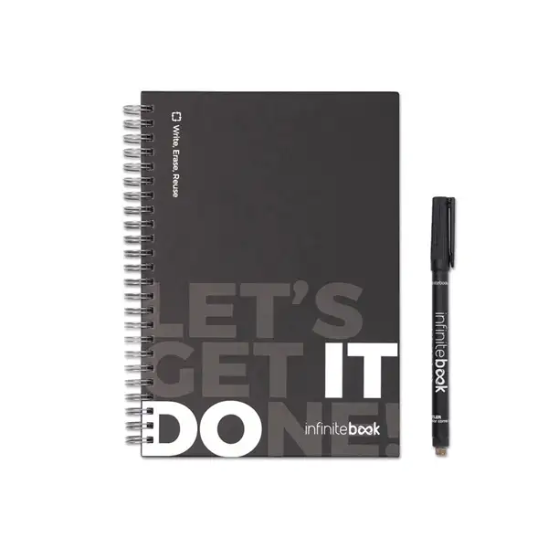 Set bestehend aus einem Infinitebook mit Hardcover, einem Reinigungsset, einem Marker und einem Kugelschreiberhalter – Ansicht 1
