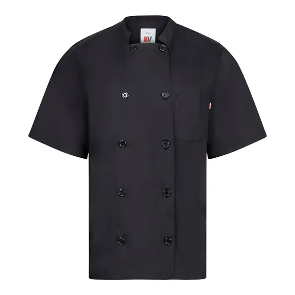 Kurzärmelige Kochjacke aus Popeline (110 g/m²) aus Baumwolle (35 %) und Polyester (65 %) – Werbeartikel mit Logo bedrucken