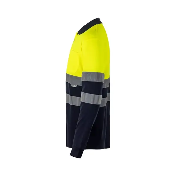 Zweifarbiges Piqué-Poloshirt (150g/m²) mit langen Ärmeln, aus Baumwolle (55%) und Polyester (45%) – Ansicht 3