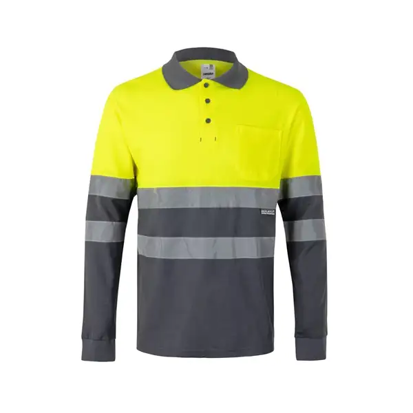 Zweifarbiges Piqué-Poloshirt (150g/m²) mit langen Ärmeln, aus Baumwolle (55%) und Polyester (45%) – Ansicht 6