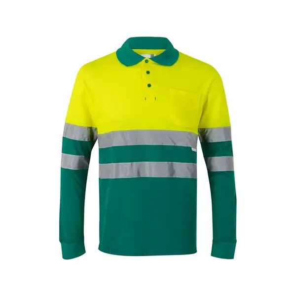 Zweifarbiges Piqué-Poloshirt (150g/m²) mit langen Ärmeln, aus Baumwolle (55%) und Polyester (45%) – Ansicht 11