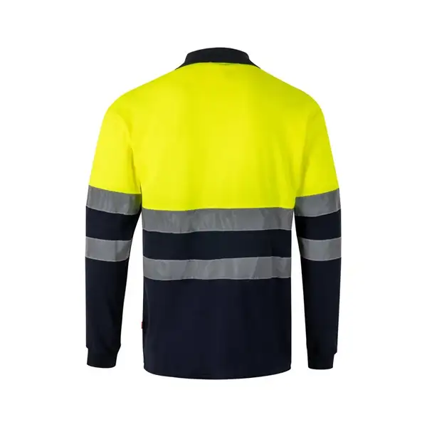 Zweifarbiges Piqué-Poloshirt (150g/m²) mit langen Ärmeln, aus Baumwolle (55%) und Polyester (45%) – Ansicht 2