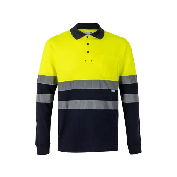 Zweifarbiges Piqué-Poloshirt (150g/m²) mit langen Ärmeln, aus Baumwolle (55%) und Polyester (45%) – Ansicht 1