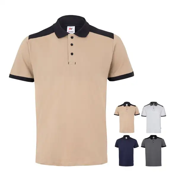Zweifarbiges Stretch-Piqué-Poloshirt (200 g/m²) mit kurzen Ärmeln, aus Polyester (96 %) und Elastan (4 %) – Ansicht 22