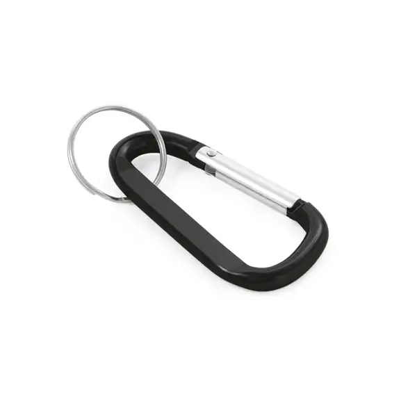 Karabinerclip aus Aluminium mit Schlüsselring – Ansicht 1