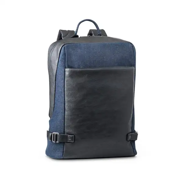 Laptop-Rucksack bis zu 15.6" aus Denim und PU – Ansicht 1