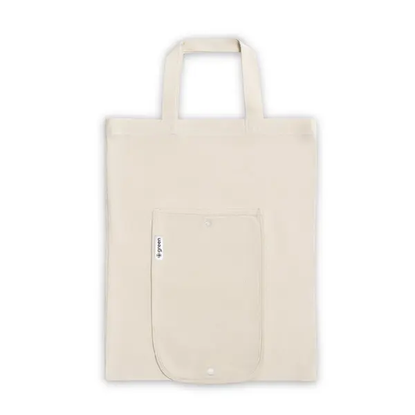 Faltbare Tasche aus Baumwolle (50%), receycelte Baumwolle (30%) und Polyester (20% rPET) (140 g/m²) – Werbeartikel mit Logo bedrucken