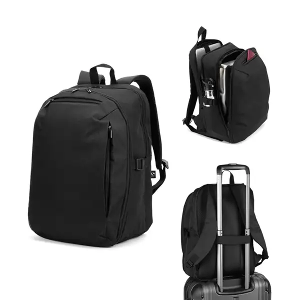 Rucksack mit komplett öffnendem Fach aus recyceltem 300D Polyester, 16" – Ansicht 8
