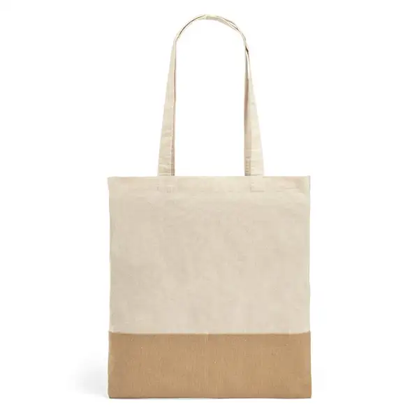 Tasche aus 100% Baumwolle (160 g/m²) mit Details aus Jute-Imitat – Ansicht 2