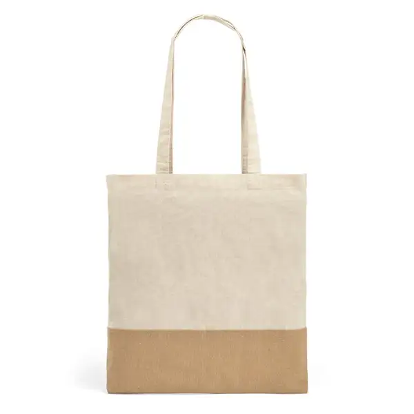 Tasche aus 100% Baumwolle (160 g/m²) mit Details aus Jute-Imitat – Ansicht 1