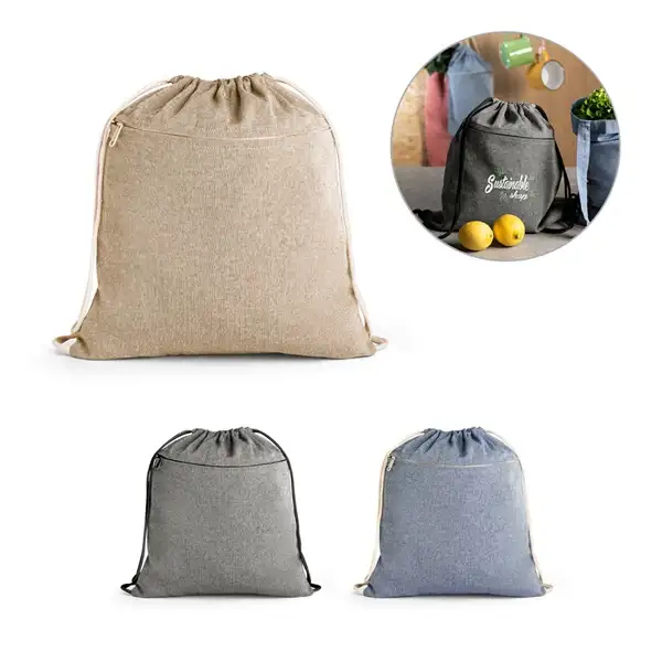 Turnbeutel mit recycelter Baumwolle (70%), Polyester (30% rPET) (140 g/m²) – Ansicht 8