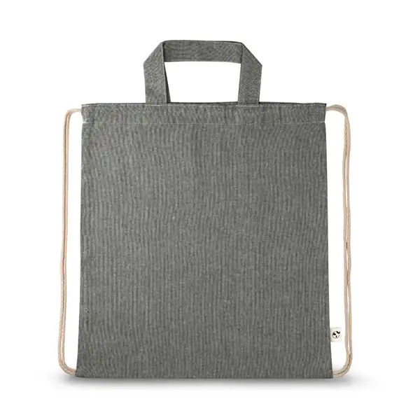 Tragetasche/Turnbeutel (2in1) aus recycelter Baumwolle (70%) und polyester (30% rPET) (140 g/m²) – Ansicht 2
