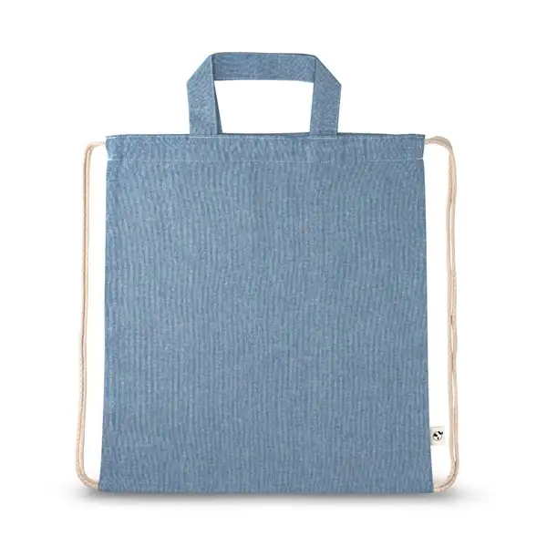 Tragetasche/Turnbeutel (2in1) aus recycelter Baumwolle (70%) und polyester (30% rPET) (140 g/m²) – Ansicht 4