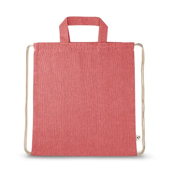 Tragetasche/Turnbeutel (2in1) aus recycelter Baumwolle (70%) und polyester (30% rPET) (140 g/m²) – Ansicht 6