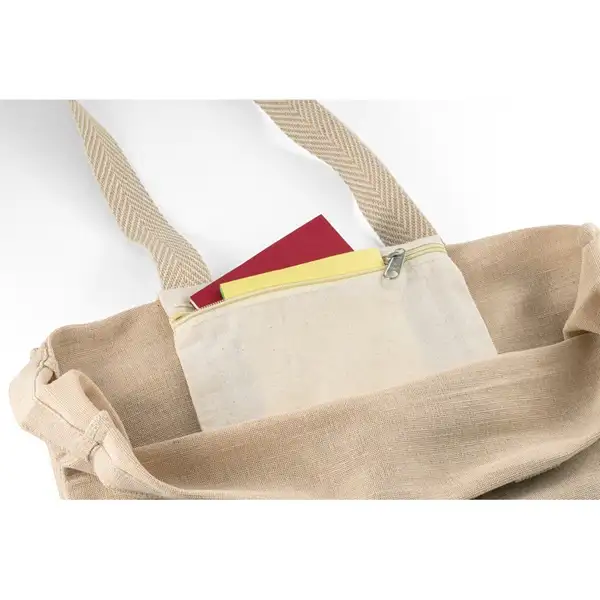 Juco Tragetasche (275 g/m²) mit Innentasche aus 100% Baumwolle (120 g/m²) – Ansicht 3