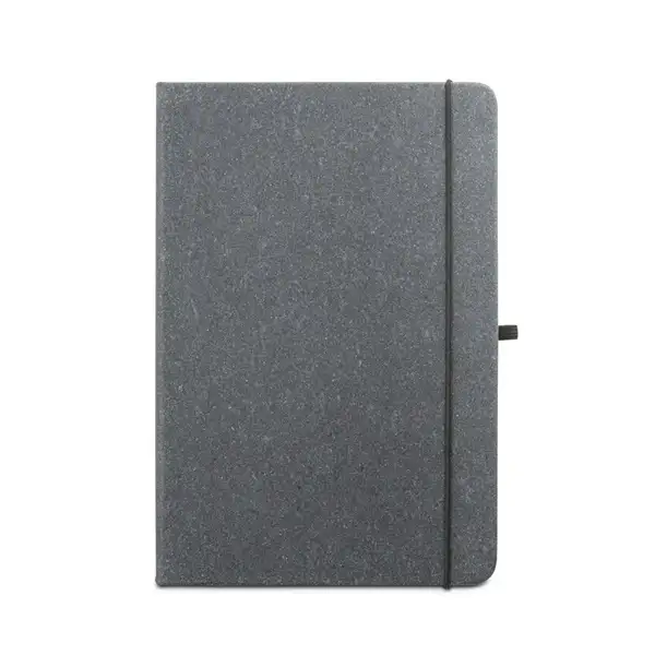 Notizbuch A5 mit festem Einband aus Leder (70% recylceltem) mit linierten Blättern – Ansicht 2