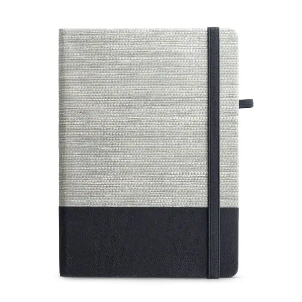 A5-Notizbuch aus Strohfaser und Baumwoll-Canvas mit linierten Seiten – Ansicht 2