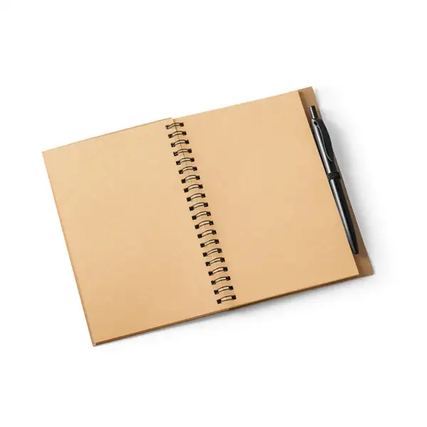 B6-Notizbuch aus Kork und Recyceltes Polyester (100% rPET) mit Kugelschreiber – Ansicht 4