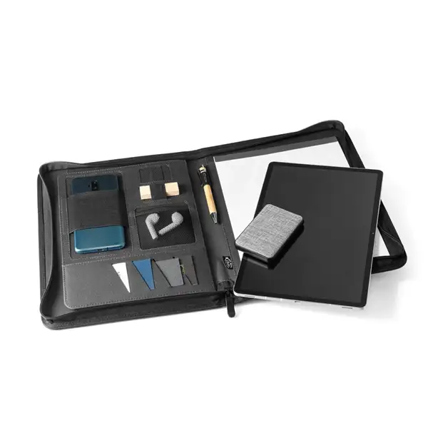 A4 Mappe aus recyceltem Polyester (100% rPET) 300D mit Reißverschluss – Ansicht 3