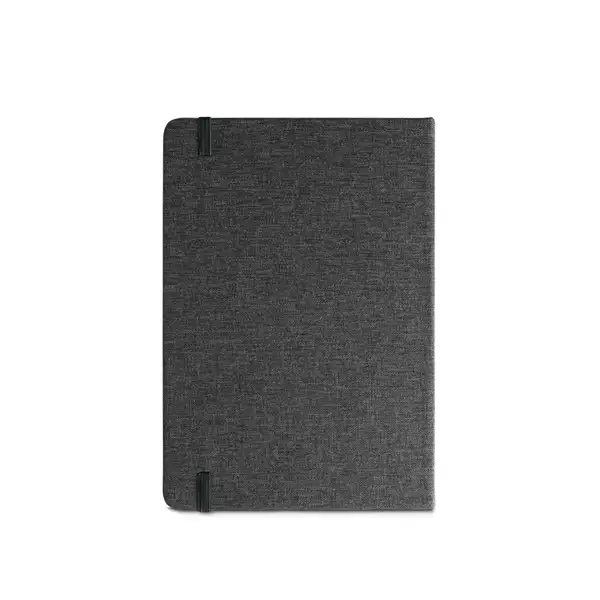 Notizbuch im Format A5 mit festem Einband aus 100 % recyceltem PET-Gewebe und linierten Seiten aus Recyclingpapier – Ansicht 3