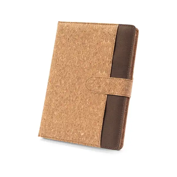 Mappe A5 aus Kork und recyceltem Polyester (100 % rPET) mit abnehmbarem Notizblock – Ansicht 1