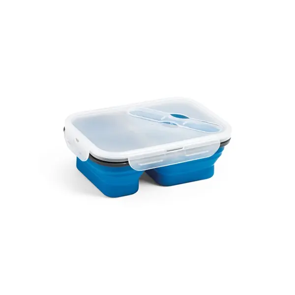 Faltbare hermetische Frischhaltebox aus Silikon und PP (480 und 760 mL) – Werbeartikel mit Logo bedrucken