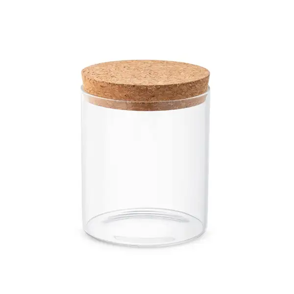 Behälter (700 mL) aus Borosilikatglas mit Korkdeckel – Ansicht 1