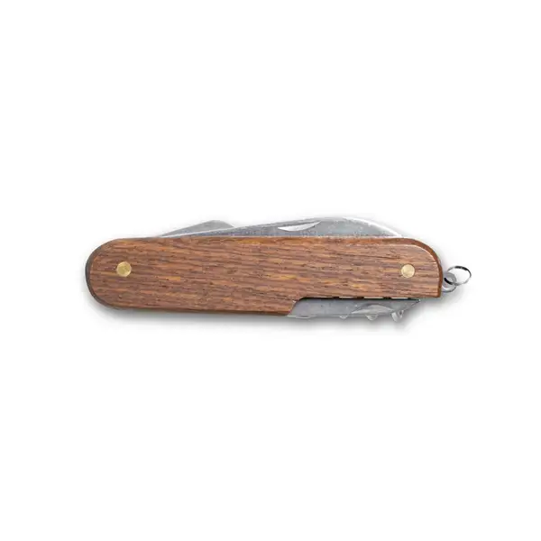 Multifunktions-Taschenmesser aus Edelstahl und Holz – Ansicht 3