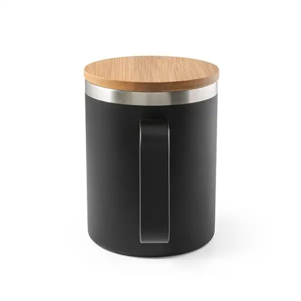 Becher aus 90% recyceltem Edelstahl mit Bambusdeckel 420 mL – Ansicht 3