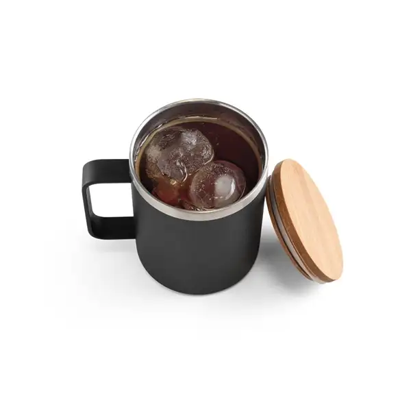 Becher aus 90% recyceltem Edelstahl mit Bambusdeckel 420 mL – Ansicht 5