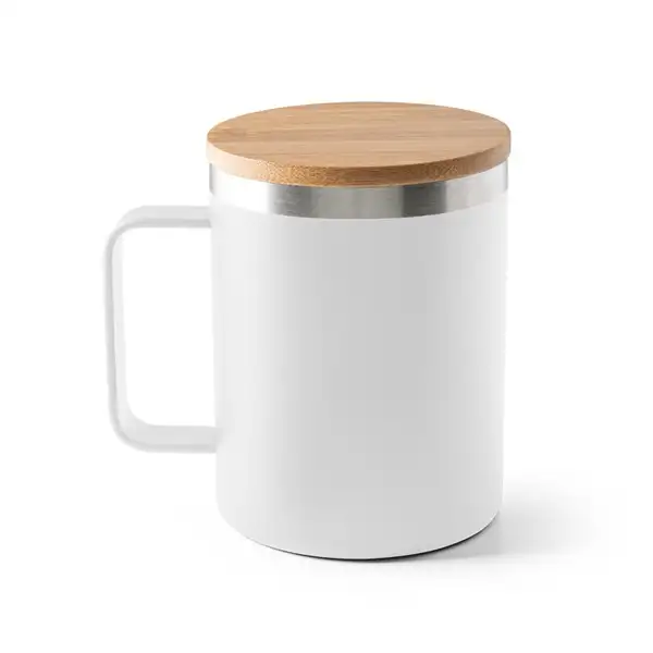 Becher aus 90% recyceltem Edelstahl mit Bambusdeckel 420 mL – Ansicht 8