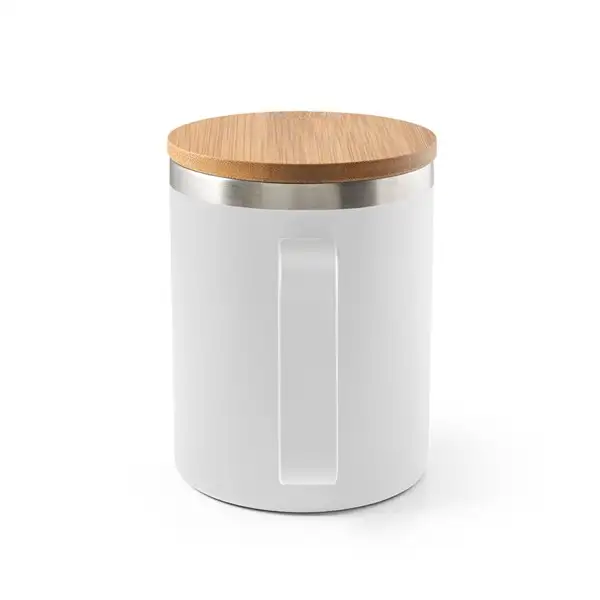 Becher aus 90% recyceltem Edelstahl mit Bambusdeckel 420 mL – Ansicht 9