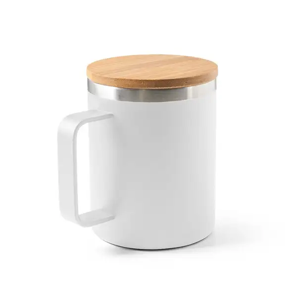 Becher aus 90% recyceltem Edelstahl mit Bambusdeckel 420 mL – Ansicht 7