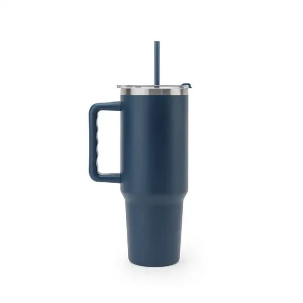 Grosser Reisebecher aus Edelstahl (91 % recycelt) mit vakuumisolierter Doppelwand und matter Oberfläche 1300 ml – Ansicht 10