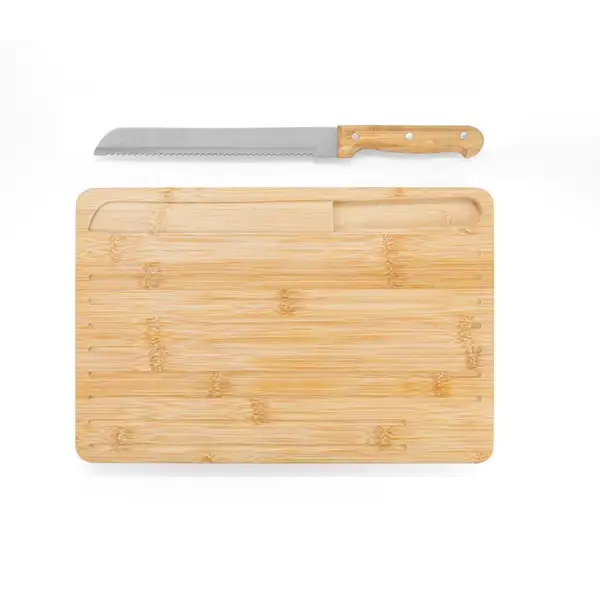 Brotschneidebrett aus Bambus, inklusive Messer – Ansicht 2