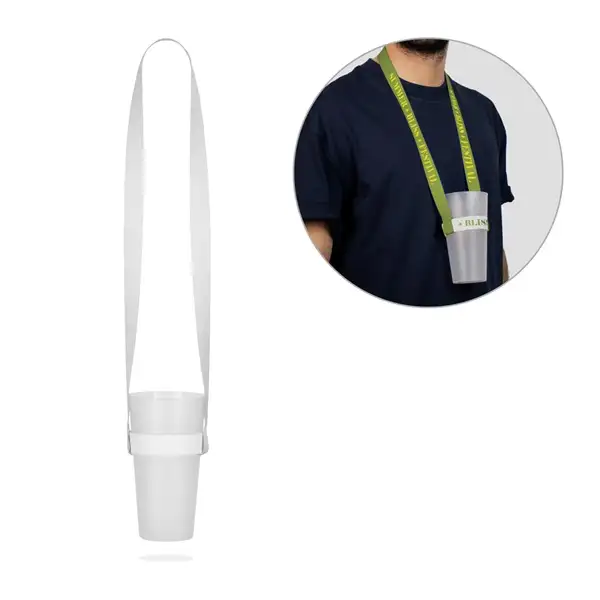 SET Lanyard SUBLIMATION Long II (20 mm) Duo aus recyceltem Polyester (100 % rPET) mit sublimiertem elastischem Becherhalter – Ansicht 2