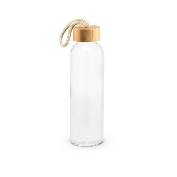Glasflasche mit Bambusdeckel, 520 ml – Werbeartikel mit Logo bedrucken