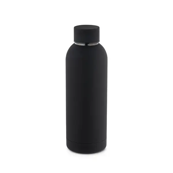 Trinkflasche aus Edelstahl (36% recycelt) (550 mL) mit gummierter Oberfläche – Ansicht 1