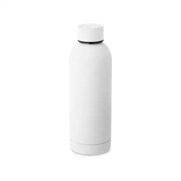 Trinkflasche aus Edelstahl (36% recycelt) (550 mL) mit gummierter Oberfläche – Ansicht 4