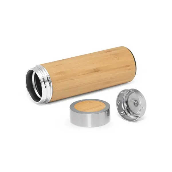 Isolierkanne aus Bambus und Edelstahl (90% recycelt) (430 mL) – Ansicht 2