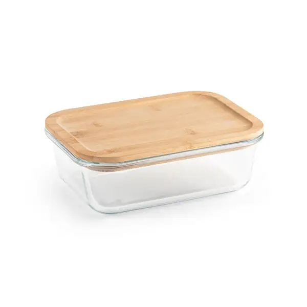 Lunchbox. Hermetische Dose aus Borosilikatglas und Bambusdeckel 1000 mL – Ansicht 1