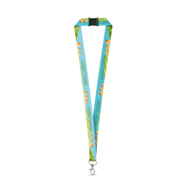 SET Lanyard SUBLIMATION Long II (20 mm) aus recyceltem Polyester (100% rPET) mit 20 mm Schnappkarabiner und Sicherheitsverschluss – Ansicht 2
