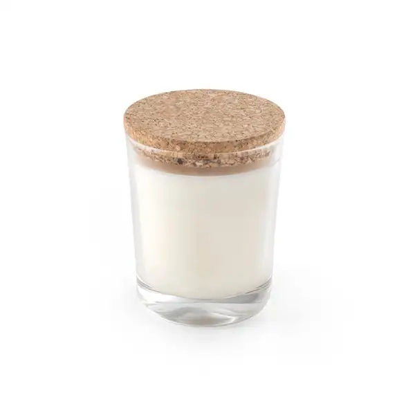 Aromatische Kerze in einem Glasbecher mit Korkdeckel 180 g – Ansicht 1